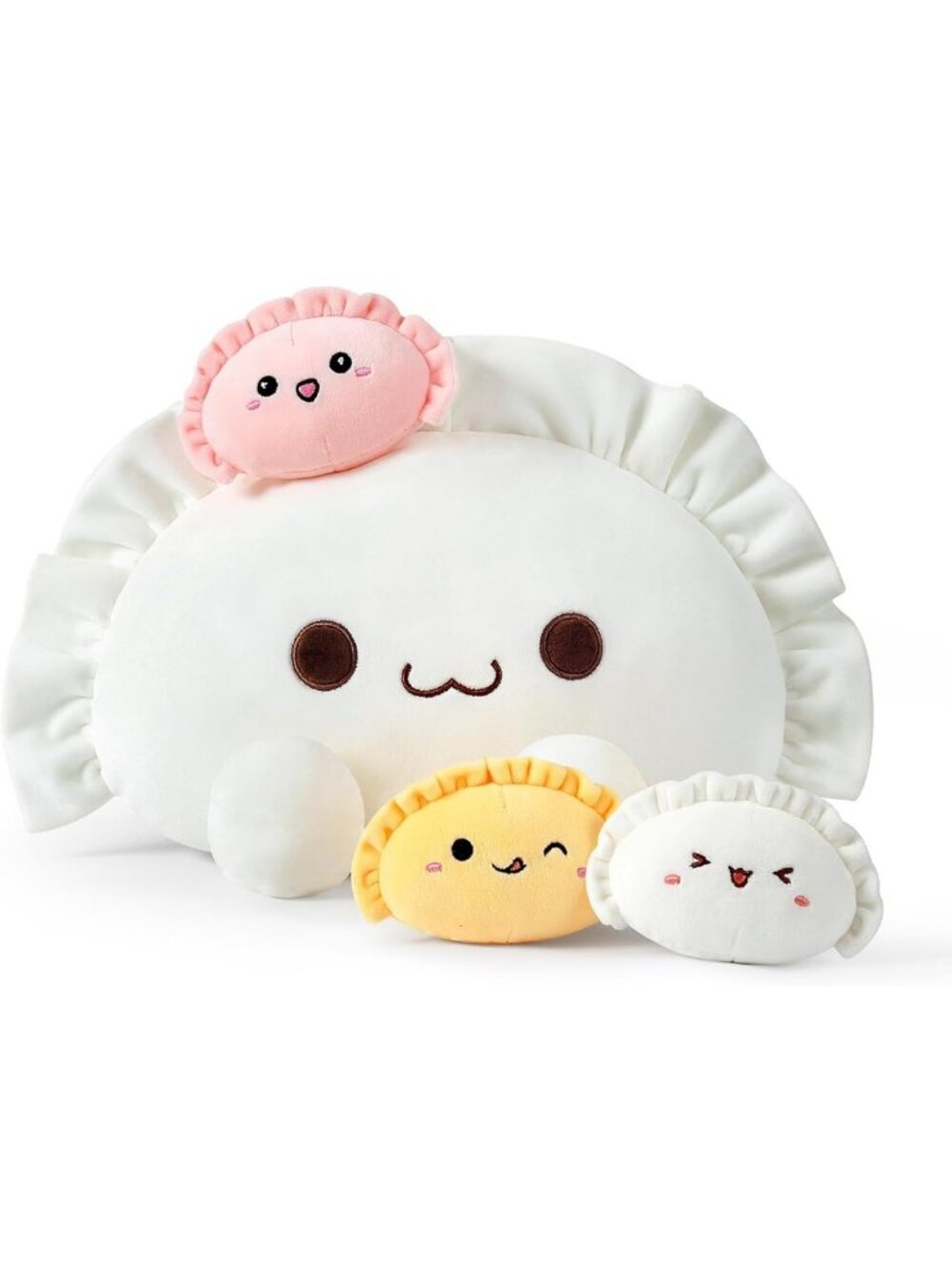 Cute Pierogi Pillow Dumpling Plush Toy Set - 14" & 3" Family Stuffed Animals for